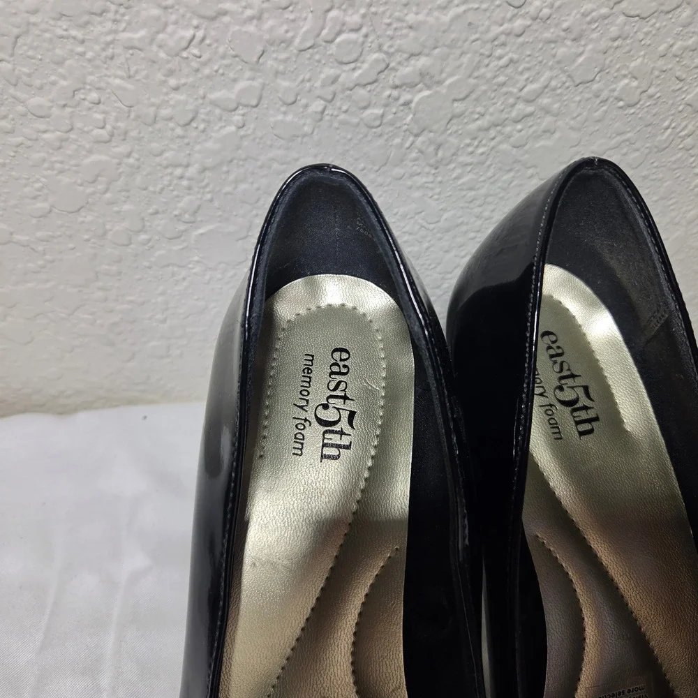 East 5th Womens Black Patent Pointed Toe Memory Foam Pumps Heel Size 8